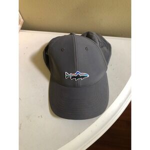 Patagonia Mens Gray Performance Hat Trout Logo Adjustable Baseball Cap